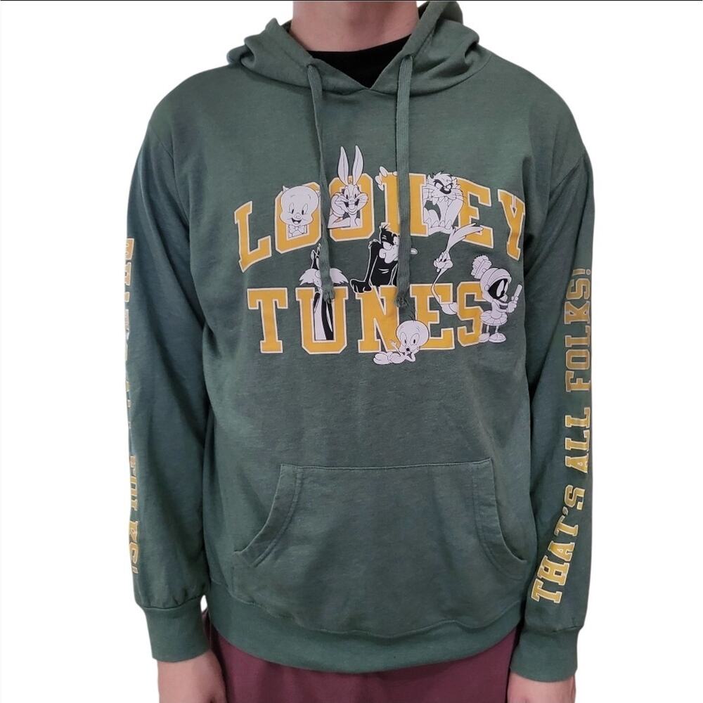 Warner Bros Men's Looney Tunes That's All Folks Adult Lightweight Hoodie Sz L